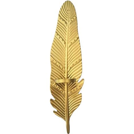 Bougeoir décoratif doré mural en métal, support de bougie en forme de feuille pour une décoration murale créative, lampe suspendue pour la maison