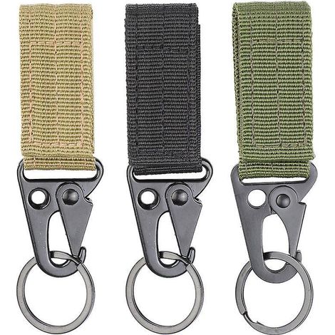 clip De Sangle Tactique 3pcs - Clip De Porte-cls Un Crochet Et Une Boucle Pour Le Ruban De Porte-cls De Randonne De Camping (noir, Kaki, Vert Mili (1/5)