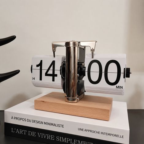 Horloge à poser rétro à bascule automatique blanc métallique en bois et PVC 8 pouces 300 g blanc réf 4350 300 g – Livraison gratuite