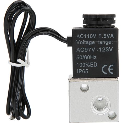 DirectActing Solenoid Valve Water Air Oil 2Position 3Way Aluminum Alloy Body Valve G1/8in(AC110V ) (1/5)