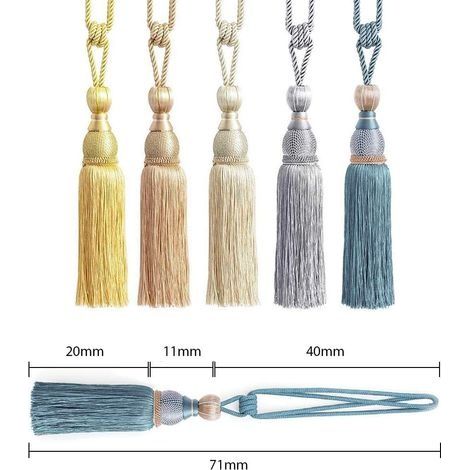 Handgeflochtene Raffhalter – 2er-Set mit Quasten – Dekorative Fensteraccessoires – Gardinenschlaufe – Pfauenblau (1/4)
