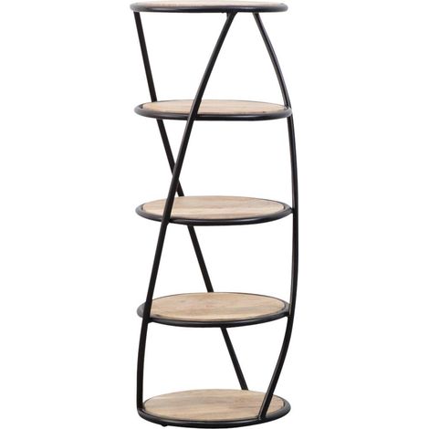 Made In Meubles – Étagère bibliothèque en bois de manguier – 5 étagères – Dimensions 107x41x41 cm – Design industriel moderne avec métal (1/5)