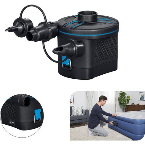 TRADE SHOP - Pompa Di Gonfiaggio Elettrica Powertouch A Batterie Con 3 Adattatori 12x11x10cm 62254 - (1/5)