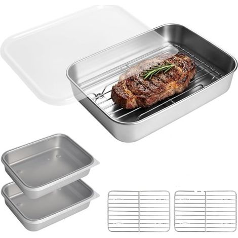 4 accesorios para freidora de aire, bandeja de acero inoxidable para freidora de aire, 2 bandejas, compatible con Ninja AF400EU/AF500EU/DZ400EU (1/5)