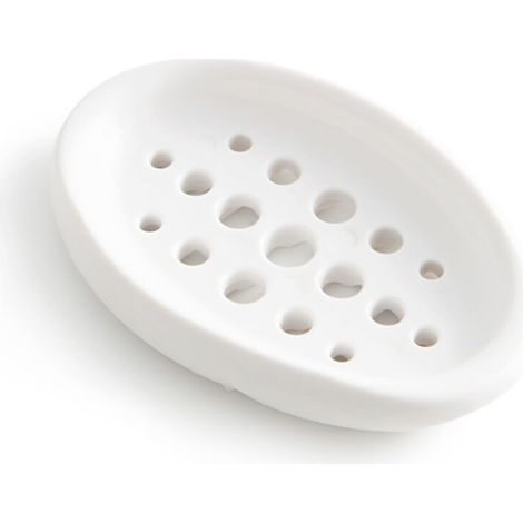Porte-savon en silicone avec drain et base antidérapante – Peut également servir de tampon à frotter les vêtements, et porte-savon à vaisselle, blanc (1/5)