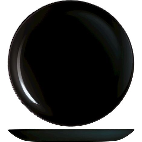 Plat Plat, Verre Opale, Noir, 27 cm, Verre (1/3)