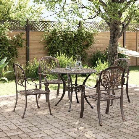 Maison Exclusive - 5-tlg. Garten-Essgruppe Bronzen Aluminiumguss