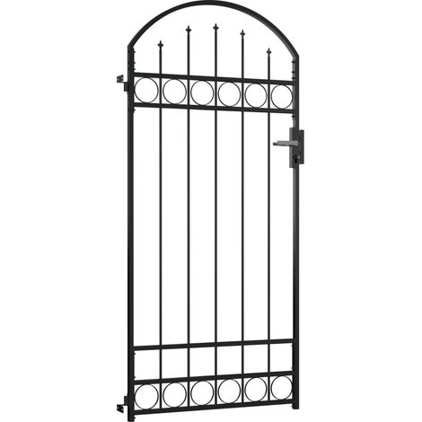 INLIFE Portail de jardin avec dessus arqué Acier 89x200 cm Noir (1/5)