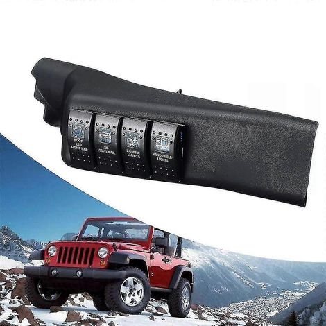 Kit de panneau de commande bleu pour montant A avec 4 LED, côté gauche, pour Wrangler 11-18 JK (1/5)