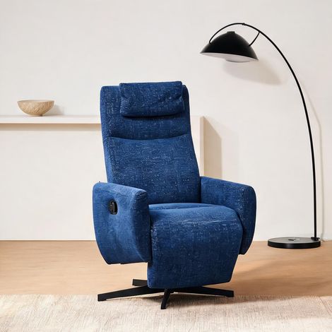 Fauteuil relax coloris bleu en chenille 67 x 80,5 x 110 cm (1/5)