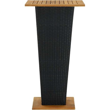 Maison Exclusive - Tavolino da Tè Nero 60x60x110 cm Polyrattan e Massello Acacia (1/5)