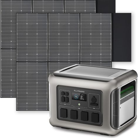 Portable Power Station Solar Generator 2016Wh LiFePO4 with 2Pcs 600W Solar Panel for RV, Home Backup, Emergency, Outdoor Camping Allpowers R2500 (1/5)