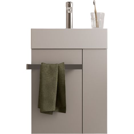 BERNSTEIN - Mueble de lavabo blanco mate 45x35x50cm (LxAnxAl) 1 cajón + almacenaje derecho + Tirador cromado - COMPACT450 blanco mate, cromo