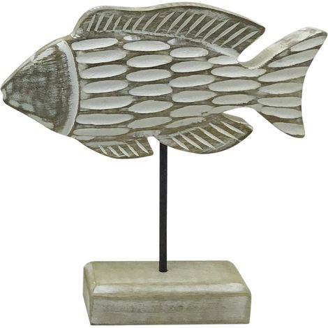 Signes Grimalt Figurine de table poisson marin en bois gris 20x20x5cm (1/2)