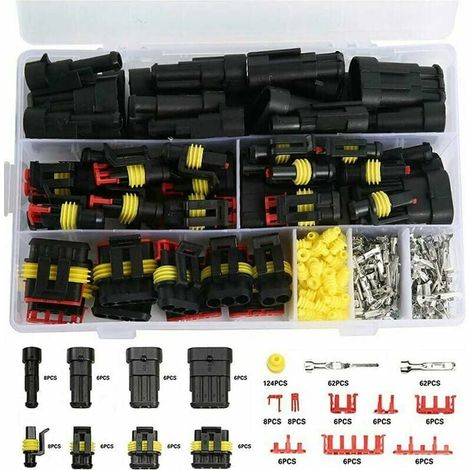 [JAMAIS UTILISÉ]Kit de connecteurs imperméables comprenant 352 pièces de terminaux électriques de voiture étanches à 1/2/3/4 broches, adaptés aux motos, scooters et voitures.-INHHUB (1/5)
