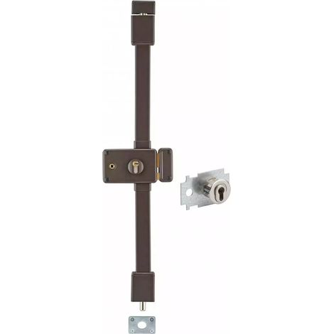 THIRARD - Serrure en applique Horga A2P à fouillot pour entrée, droite, 3pts, Transit2 30x65mm, axe 70mm, marron, 4 clés - THIRARD