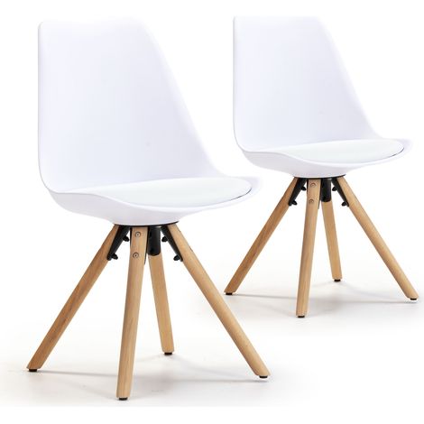 2er-Set Jeff Nordic Style Esszimmerstühle Weiß, SGS-zertifiziert, 54 x 49 x 84 cm