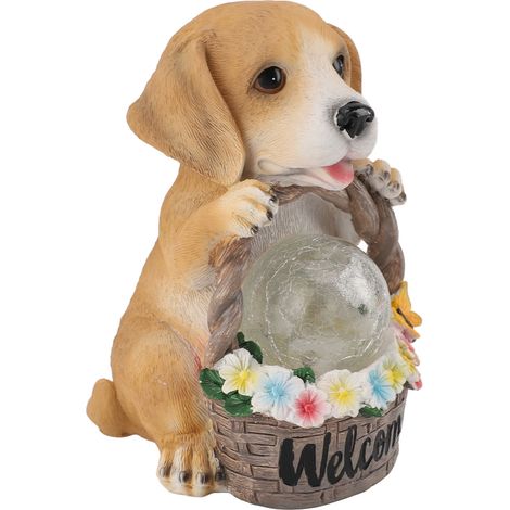 Solarbetriebene LED-Dekorations-Hundestatue (1/4)