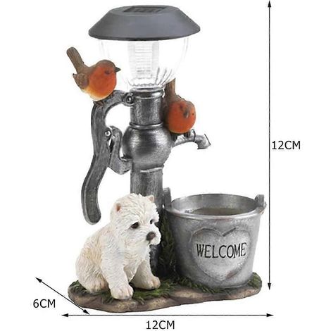 Lampe solaire LED, sculpture d'animal miniature en résine, statue, lanterne décorative pour la maison, le jardin, le balcon ou le porche