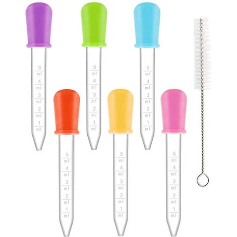 Set mit graduierten Kunststoffpipetten und Reinigungsbürste – 5 ml Fassungsvermögen – Ideal für Kinderlabore, Lebensmittel, Süßigkeiten, Haustiere und Pflanzen (1/5)