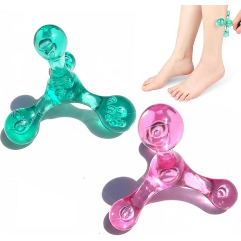 Dispositivo de masaje de 4 puntos, 2 piezas, masajeador manual de puntos gatillo miofasciales de tejido profundo para cabeza, cuello, hombros, espalda y brazos para relajación.