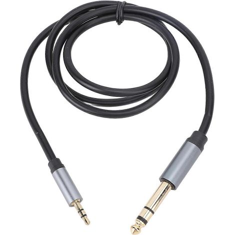 Câble stéréo 3,5 mm vers 6,35 mm, 1 m, connecteur plaqué or 24 carats, son clair, branchement facile pour guitare (1/4)