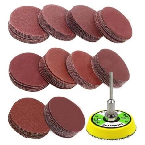 BUNTHAUS 100 Stück 50-mm-Schleifscheiben, Schleifscheiben, Schleifpapier der Körnungen 60, 100, 120, 150, 180, 240, 320, 800, 1200, 2000 (10 Scheiben pro Körnung) (1/4)