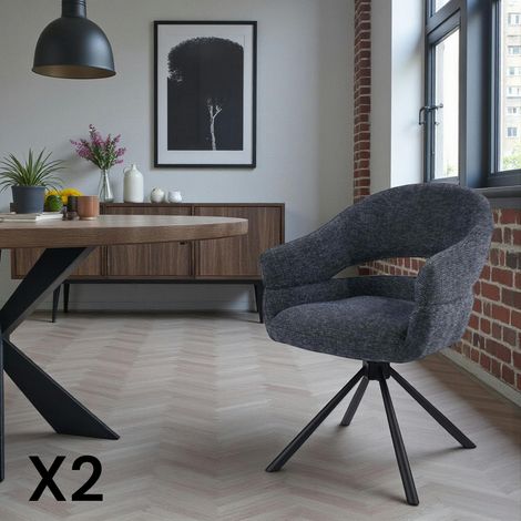 Fauteuil de table pivotant bleu à dos ouvert (lot de 2) IENA (1/5)