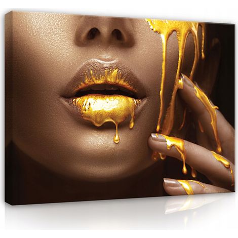 Peinture visage de femme bouche sur toile Murale 120x80 (1/3)