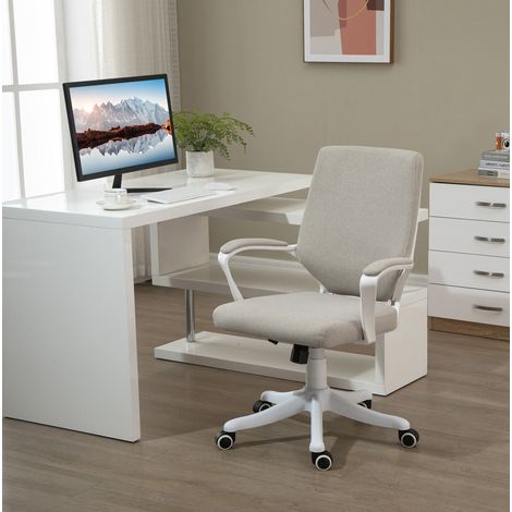 Silla de oficina ergonómica con soporte lumbar, altura ajustable, hasta 120 kg, beige OKMYHOME (1/5)
