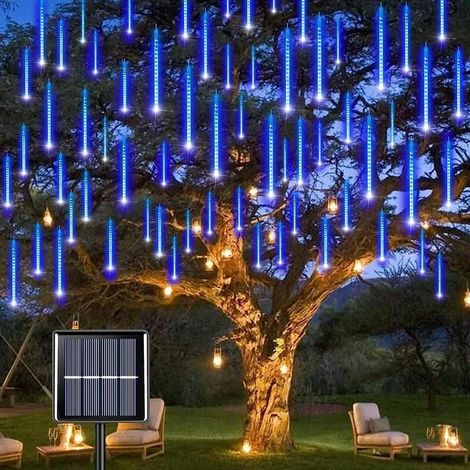 Lumières Solaires de Pluie de Météores, Guirlandes Lumineuses IP65 Imperméable Lumières de Noël avec Tubes de 30 cm, 8 Tubes, Total 240 LED pour Décoration de Arbre Mariage Intérieur Fête Jardin (1/5)