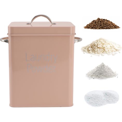 Boîte métalique de stockage pour lessive avec couvercle et cuillère - Contenance de 1.5kg, dimensions 20x16x11.7cm, matériel en stainless steel (1/5)