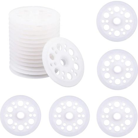 100 Unterlegscheiben – Polypropylen – Befestigungselemente für Dämmplatten – 5-mm-Mittelloch – für Polystyrolschaum – Weiß – 4,6 x 4,6 x 0,1 cm (1/5)