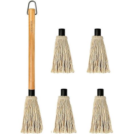 Pinceau à badigeonner en bois à long manche pour barbecue, grillades et fumage de steaks, 45 cm (18 pouces). (1/2)