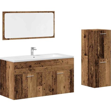 Set Mobili da Bagno 3 pz Legno Antico in Legno Multistrato vidaXL (1/5)