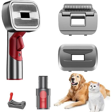 Brosse Toilettage Chien Chat Compatible avec Dyson V7 V8 V10 V11 V12 V15 Gen5, Outil de Toilettage Animaux 3 en 1 avec Brosse Démêlante, Bouton de Nettoyage et Adaptateur pour Aspirateur (1/5)