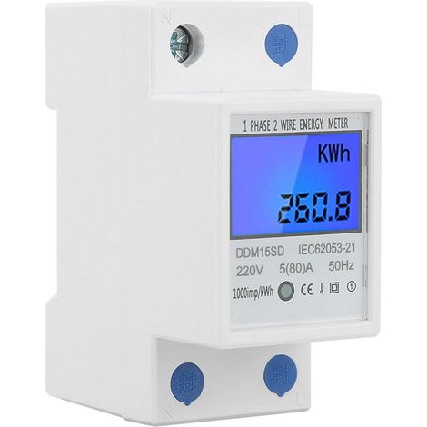 Einphasiger elektronischer Energiezähler kWh 5-80A DDM15SD mit hintergrundbeleuchtetem LCD-Digitaldisplay (1/5)