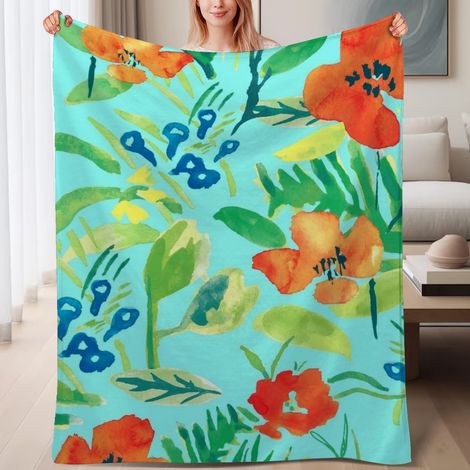 Couverture de lit en polaire, jeté doux et chaud de printemps, légère et luxueuse en microfibre de polyester, décoration intérieure cosy, ajout parfait à la décoration intérieure, cadeau idéal pour ho (1/4)
