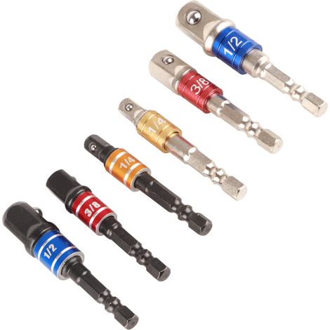 6-teiliges Steckschlüssel-Adapterset mit Sechskantschaft, Bit-Steckschlüssel-Adapter, Verlängerungsset, Druckluftschrauber-Elektrowerkzeugzubehör (1/5)