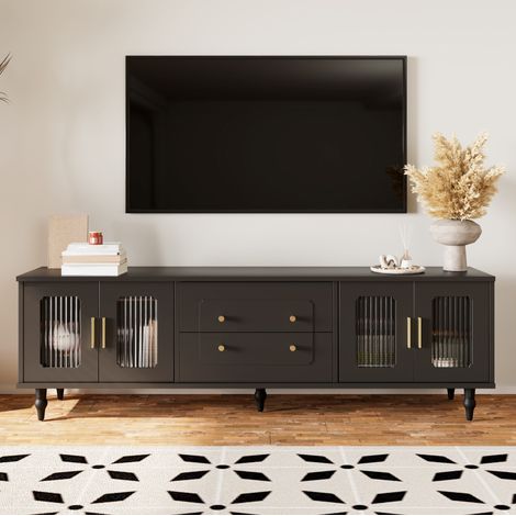 TV Möbel Schrank mit Stauraum 175 cm Schwarz OKMYHOME (1/5)