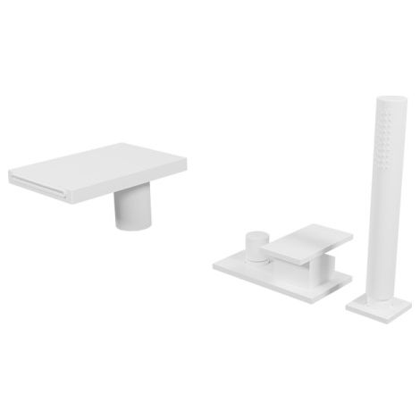 Ensemble mitigeur bain douche sur gorge Blanc Mat Tabula - CRISTINA ONDYNA TA18124 (1/2)