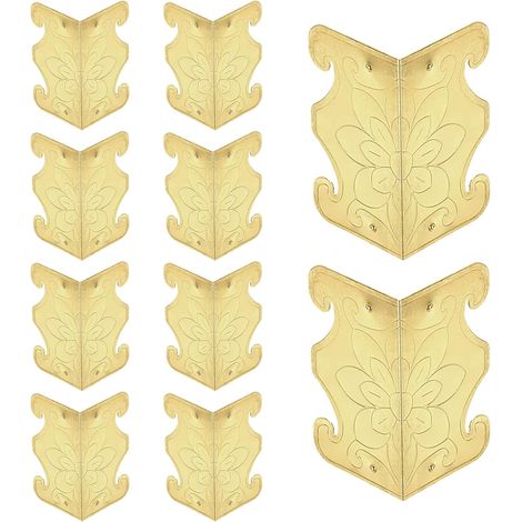 10 Protège-Coins De Plinthe, Couvre-Bord Métallique Décoratif Vintage Protège-Angle pour Mur Et Plinthe pour Meuble en Bois Table Tiroir Armoire, Jaune (1/5)