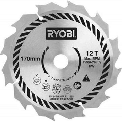 Ryobi - Lama per sega circolare TCT 12 denti, 170 mm, compatibile con EWS1150RS