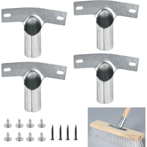 Lot de 4 supports de manche en métal pour manche à balai 23 mm avec 12 vis Support de manche à balai en métal Support de manche en métal pour manches à balai Support de manche pour manches d'outils à  (1/5)