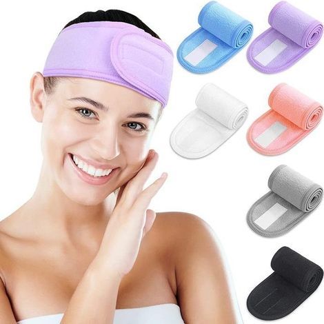 Set mit 6 verstellbaren SPA-Haarbändern, Make-up-Stirnbändern, Gesichtsreinigungsbändern (1/5)