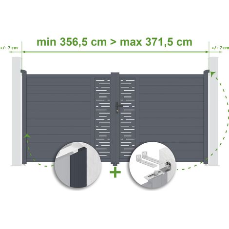 Verstellbares Drehtor Breite 3,5m ARLBERG H.180cm grau Aluminium
