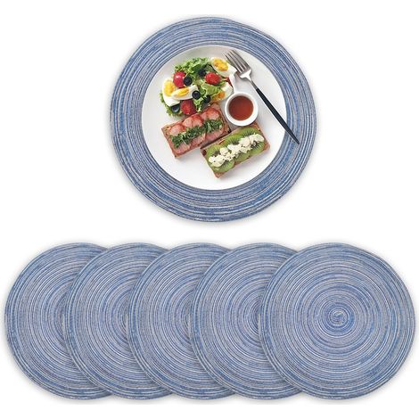 Ensemble de 6 sets de table ronds en coton tissé, résistants à la chaleur, antidérapants et lavables, pour table à manger, 11 cm (4,33 pouces). (1/5)