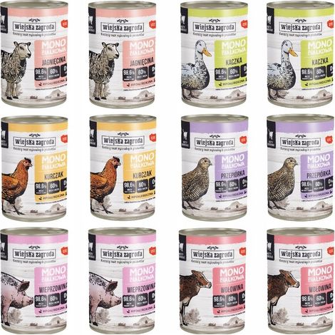 Wiejska Zagroda Cibo per gatti Mono Mix 12x 400g