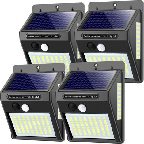 CHOYCLIT Lampes solaires pour extérieur avec détecteur de mouvement, ,haute qualité 100LED 1000Lumen lumière solaire extérieure 1200mAh applique murale étanche solaire Led détecteur de mouvement sola (1/4)