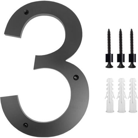 House Number Plaque 10 Inch (3, Black) Modern Door Numbers Sign Plaque Zinc Alloy House Address Numbers (1/5)